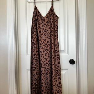 A new day Women's Leopard Print Maxi Slip Dress ~ Brown